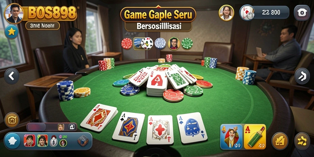 Screenshot gameplay seru dari BOS898 yang menampilkan Gaple.