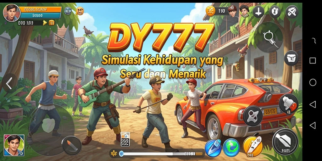 Tampilan gameplay <strong>DY777</strong> yang menggambarkan simulasi kehidupan yang dinamis.