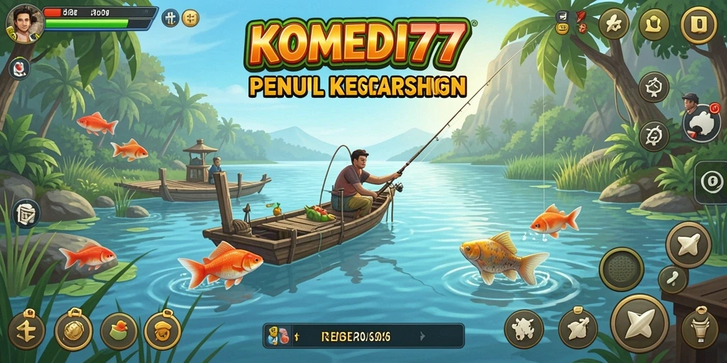 Gameplay KOMEDI77 yang seru dengan aksi memancing yang menarik.