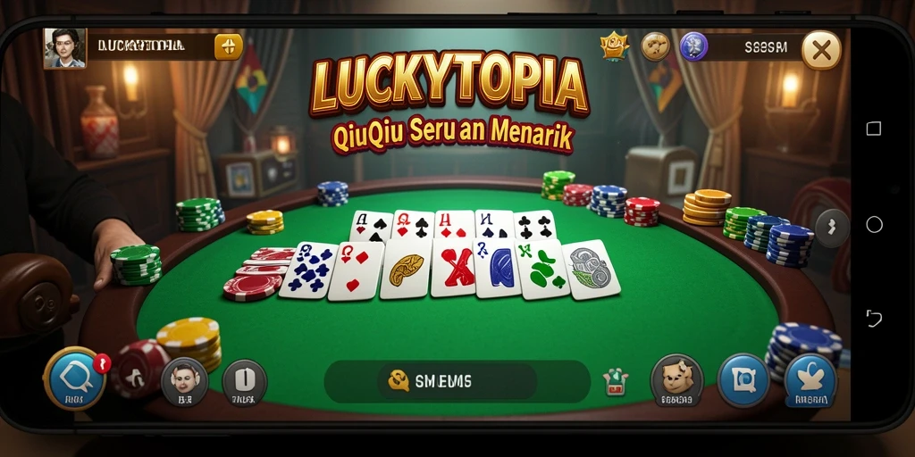 Tampilan gameplay QiuQiu di LUCKYTOPIA dengan animasi menarik.
