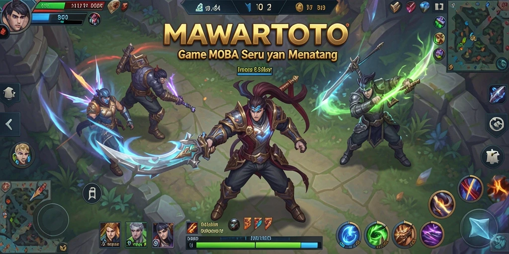 Tampilan seru pertarungan dalam MAWARTOTO dengan aksi gameplay MOBA.