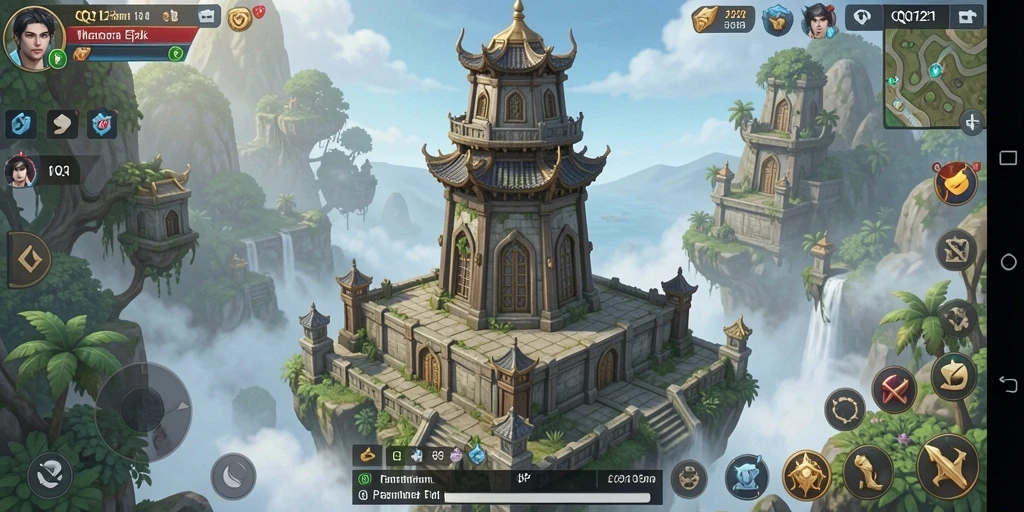 Tangkapan layar gameplay QQ1221 menampilkan aksi seru pertahanan menara.