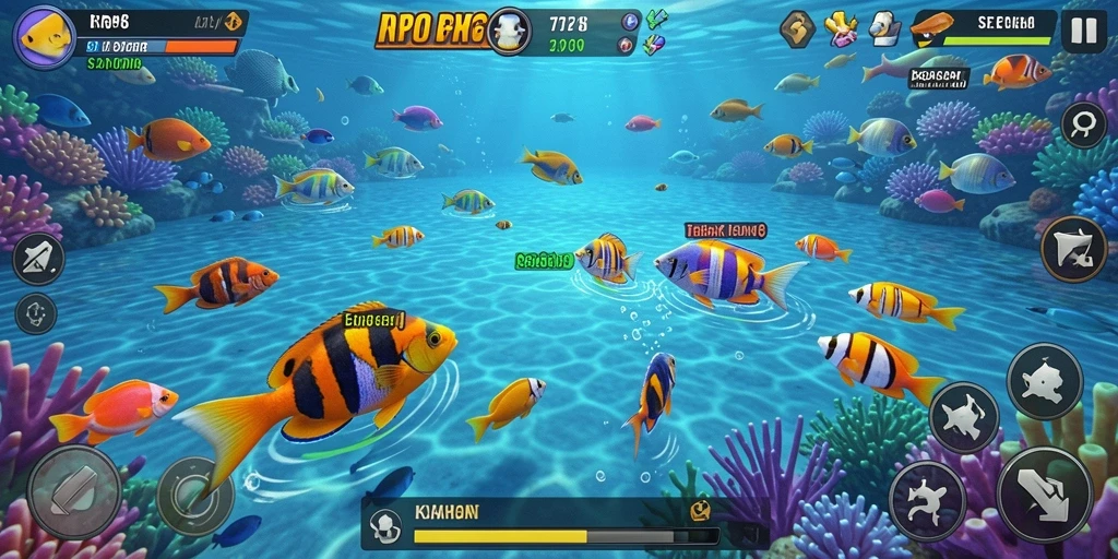 Screenshot RP8 menampilkan pemain sedang menembak ikan dengan intens.